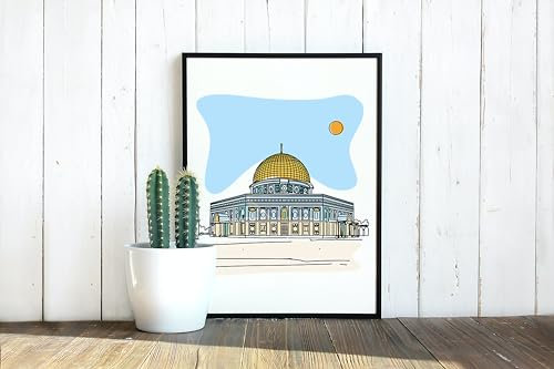 Islam Poster für Muslime Masjid an-Nabawi al-Aqsa al-Haram Kaaba Propheten Moschee Madina Medina islamisch Kinderzimmer Kinder Deko Geschenk Jerusalem Makkah Mekka Jannah At Home (Jerusalem Din A3)