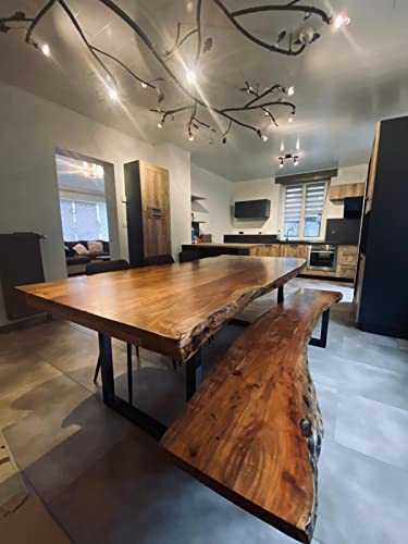 Simo Möbel Esstisch Akazie Massivholz Baumkante [140/160/180/200/220/240/] (240x100)