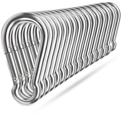 Ekunbuy Karabinerhaken aus 304 Edelstahl,federbelasteter Karabinerhaken,Carabiner,Federklammern, Schnalle, Verbindungsclip für Camping, Wandern,Zughilfen (80mm(M8) 16 Stück)
