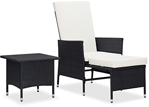 ZQQLVOO Lounge Sessel Terrassenmöbel Terassenmöbel Außen2-tlg. Garten-Lounge-Set mit Kissen Poly Rattan Schwarz