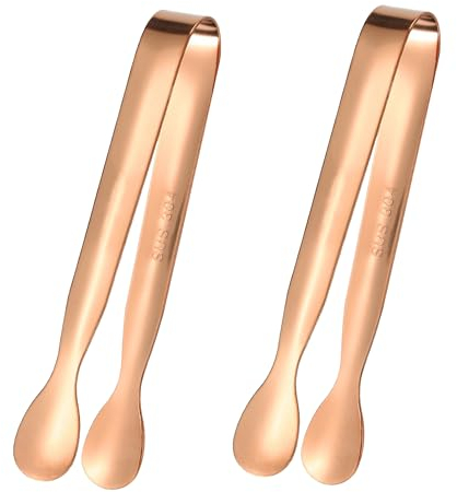 RUGVOMWM Stainless Steel Lace Side Sugar Clamp Tongs Ice Coffee Bar Buffet Kitchen Spoon - ROSE GOLD -2PACK