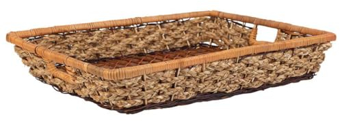 WANDERLUST DECO Bandeja Rectangular de Cuerda Trenzada marrón 50x40x08