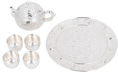 Juego de té Vintage Estilo Chino Olla de Aleación de Zinc Bandeja de Aleación de Zinc Taza Tetera Estilo Oriental para Hacer té, Tazas de Paleta