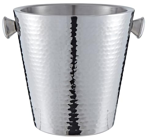 Buckingham Wine Bottle Cooler Stainless Steel Champagne Bucket Double Wall Insulated Chiller Elegant Ice Bucket for Parties Tabletop 22 cm 4.8 litres (Hammered Effect)