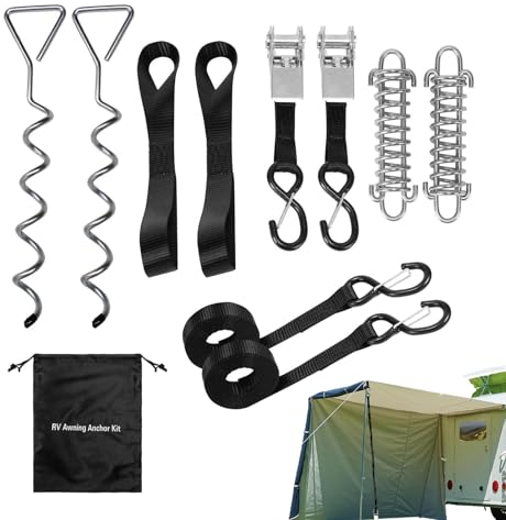 Pzuryhg Wohnmobil-Markisen-Spanngurt-Set, Reiseanhänger, Wohnmobil-Ankergurte, Feder zum Festbinden, wetterfest, Trampolin-Spannwerkzeuge für Camping, Sport, Grillen, Versammlungen
