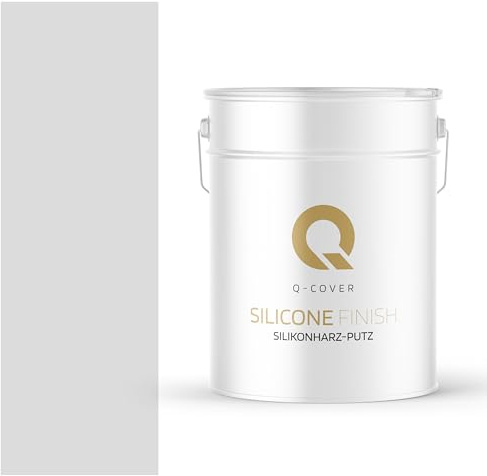 Q-COVER Intonaco a resina siliconica 15 KG 3 mm Bianco-grigio | Intonaco siliconico per facciate | Rivestimento strutturale pronto all’uso | Esterni, pareti e soffitti