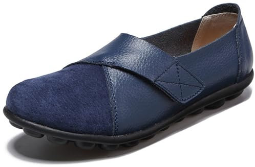 Chaussures plates larges pour femmes, pieds enflés, chaussures de sport hautement élastiques, respirantes, grande taille, pour le travail, la salle de sport, l'entraînement de course (bleu 41 EU)