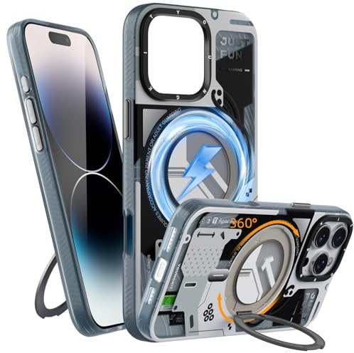 YOUNGKIT 360°Verstellbarem Ständer für iPhone 16 Pro Max Hülle für Magsafe (Magnetischer Robust Standring) Militärschutz, Dünn Matt Rückseite Schutzhülle für iPhone 16 Pro Max Case, Weiß