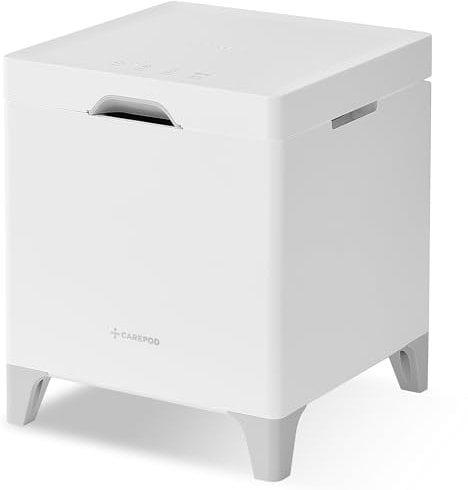 Carepod Cube Plus X50V Stainless Steel Humidifier - Easy to Clean, 3 Mist Level settings, Auto-Humidity & Auto Shut-Off Feature, One Touch Built-in Sanitization, No Filters, Lasts 32Hrs (1.1Gal/4.2L)