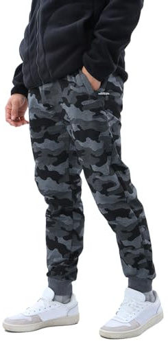 LY4U Trainingshose für Herren, Camouflage Jogginghose mit Reißverschlusstasche, Kuschelige Atmungsaktive Sporthose mit Elastischem Bund, Lässige Jogginghose für das Lauftraining