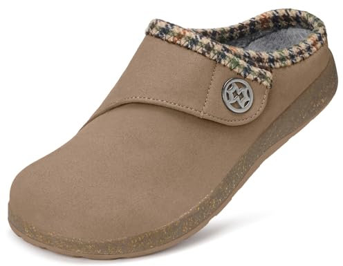 Pantuflas Hombres Zapatillas De Estar por Casa de Mujer Forradas Zuecos y Mules Invierno Zapatos de Jardín Calentitas Cómodos Caqui 43