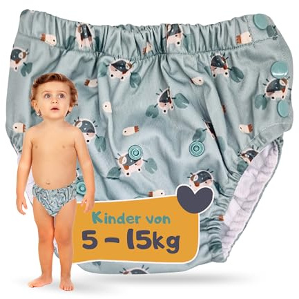Lumina Schwimmwindel One Size – Wiederverwendbare Badewindel von 5–15 kg | Baby Schwimmhose für sicheren Schutz im Wasser – Größenverstellbare Schwimmwindel mit Druckknöpfen, Crabs