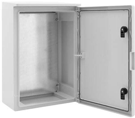 BOXEXPERT Kunststoff-Gehäuse mit Regendach, ABS Kunststoff, IP65, Industriegehäuse, Leergehäuse mit Wetterschutzdach, 500x350x195mm, grau, Gehäuse der Serie Fleet Roof
