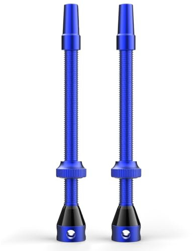 Shredr. Tubeless Ventile Set | Presta Ventile für Schlauchlos-Reifen | Superleichtes Alu, bunt eloxiert, französisches Ventil | Für Normale Tubeless-Felgen (blau, 80mm)