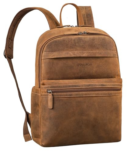 STILORD Gunnar Echtleder Business Rucksack Damen Leder Braun Groß Laptop Rucksack 15.6 Zoll Arbeitsrucksack Großer Lederrucksack Damenrucksack für Arbeit Uni Reisen