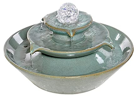 Tischbrunnen Kreativer Brunnen Fließendes Wasser Desktop Dekoration Wohnzimmer Keramik Home Office Feng Shui Rad Ball Dekorationen Tischbrunnen Indoor (B)