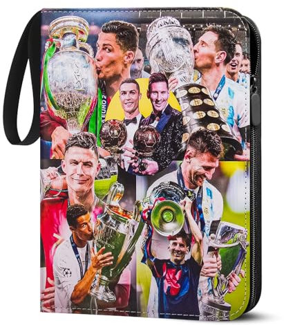 LYAILOOGXL Fussball Karten Sammelalbum 900 Karten,9 Fächer Sammelalbum Fußball Karten mit 50 PCS Abnehmbaren Hüllen, Sammelkarten Album für Fussball zum Sammeln und Tauschen