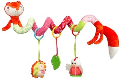 Sensillo - Kinderwagen Spielzeug Babys, Kinderwagenkette, Spirale Spielzeug Hängespielzeug Babyschale Kinderbett, Spielzeug für Babys & Kleinkinder ab Geburt - Fuchs
