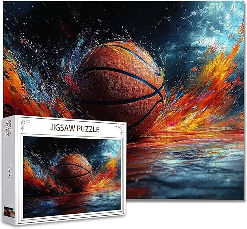 Puzzle 3000 Teile Basketball Puzzle Erwachsene Groß Panorama, Klassische Schwerpuzzle PäDagogisches Spiel Herausforderung Impossible Kunstpuzzle, Compact Box Mit Poster Geschenke für Frauen/MäNner Q-6