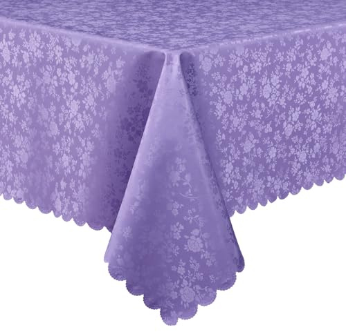 Smiry Rectangle Table Cloth, Waterproof Heavy Duty Vinyl Tablecloths, Wipeable Washable Table Cover for Kitchen and Dining Room (Purple, 60 X 102)