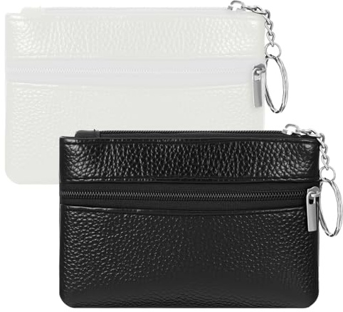 LXUEJIE 2 Stück Schlüsselmäppchen Leder, Schlüsseletui mit Reißverschluss Schlüsseltasche Mini Geldbörse Damen Schlüsselmäppchen Autoschlüssel Coin Purse Kleingeldbörse