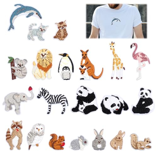 21pcs Tier Patches zum Aufbügeln Bügelflicken Kinder Bügelbilder Alle Geeignet Aufnäher Lässig Patches hut Bügelflicken zum Aufbügeln Flicken Jeans Bügelpatch Hemd Patche zum Aufnähen Aufbügel Patche