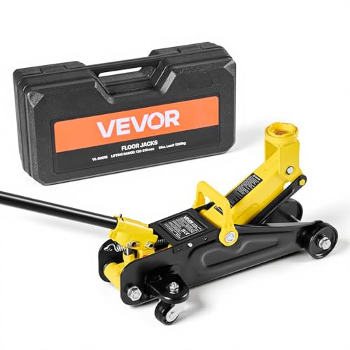 VEVOR Cric da Pavimento a Basso Profilo Capacità 1,5 t, Cric da Pavimento da Corsa in Acciaio con Pompa a Sollevamento Rapido a Pistone Singolo, Sollevatore Idraulico per Auto Sportive, Berline