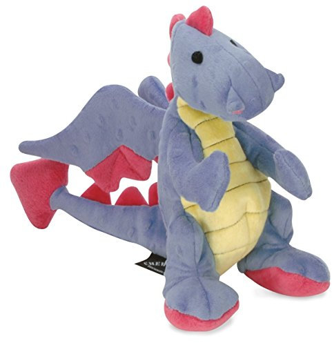 goDog Bubble Plush Dragons Squeaky Dog Toy, Chew Guard Technology - Periwinkle, Large