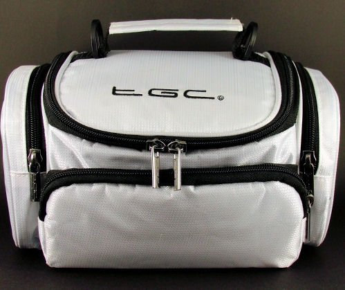 TGC New Cool White Deluxe Shoulder Carry Case Bag for The Samsung S15 Camcorder & Accessories - Cables - Charger - Batteries - Memory Card - Etc.