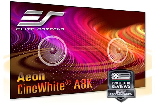 Elite Screens Aeon CineWhite A8K, 123 Diag, 16:9 Aspect Ratio, ISF Certified 8K Ultra HD Home Theater Fixed Frame Edge Free Projection Sound Transparent Perforated Weaved Screen, AR123H-A8K