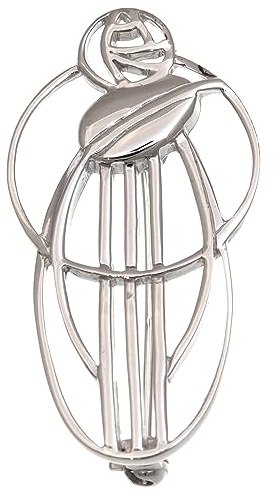 Alexander Castle Charles Rennie Mackintosh Brosche aus 925er Sterlingsilber für Damen – Silberne Brosche mit Geschenkbox – 43 mm x 22 mm