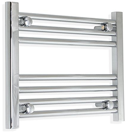 companyblue 400mm Wide Chrome Heated Towel Rail Radiator Flat Ladder for Stylish Bathroom (400 x 400 mm)