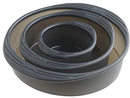 Mastrad - 3 Moules Empilables - 3 Tailles Différentes - 100% Silicone Premium - Anti-Adhésif - Maintien Parfait - Gris Fumé F40414