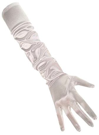 PartyXplosion Damen Handschuhe Elegante ca. 48-52 cm lange Satin Handschuhe Karneval, Silbern, One Size (Einheitsgröße)