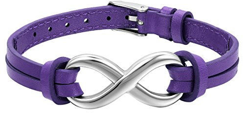 JewelryWe Bracelet Infini en Acier Inoxydable et Cuir Multirang,Bracelet Femme Homme Élégant Réglable-Cadeau Anniversaire Saint Valentin