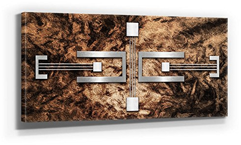 JACK DYRELL SILBER ELEMENTE - XXL BILD - KUNST - XXL 110 x 50cm, Leinwand auf Holzrahmen aufgespannt, UV-stabil und wasserfest, XXL Deko Bild abstrakt FineArtPrint Wandbild für Büro oder Wohnzimmer