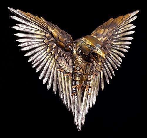 Wandrelief Steampunk Rabe | Krähe aus Schwertern | Deko Figur Gothic Fantasy