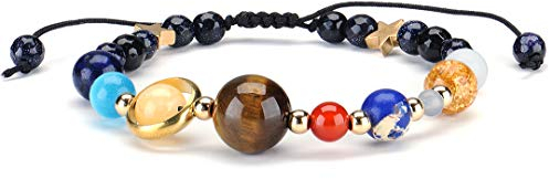 Einstellbare Galaxy Sonnensystem Steinperlen geflochtenes Armband Universum neun Planeten Sterne elastische Energie Perlen Unisex Armbänder Armreifen