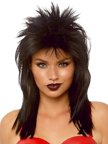 LEG AVENUE Damen Rockstar Perücken für Verkleidung, Black, One Size, 230 g