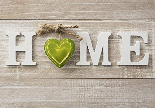 decomonkey Fototapete selbstklebend Home Haus 147x105 cm Selbstklebende Tapeten Wand Fototapeten Tapete Wandtapete klebend Klebefolie Holz Herz Holz braun grün