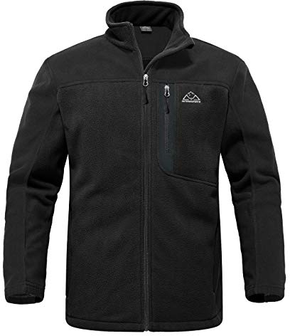 YSENTO Mens Full Zip Polar Fleece Jacket Warm Winter Outdoor Hiking Walking Stand Collar Jacket(Black,L)
