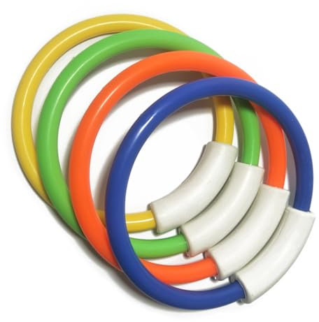 NUOBESTY 4pcs Colorful Diving Rings Dive Grab Ring Training Accessories Kids Underwater Swimming Pool Toys