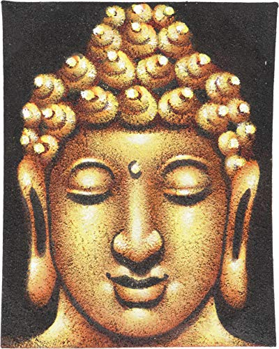 GURU SHOP Kleiner Buddha auf Leinwand 20x25 cm - Motiv 20, Gold, Bilder & Bilderrahmen