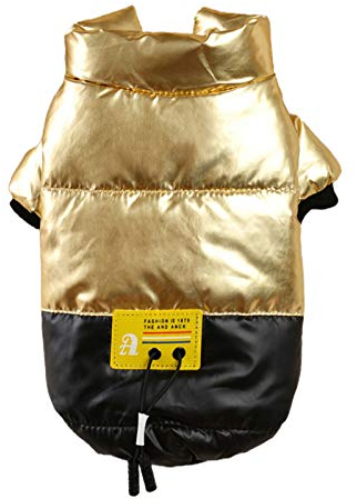 Haustier-Hunde-Kleidung, Weste, Wintermantel, Hundepullover, weich, warm, für Herbst und Winter, wasserdicht, mit Knopfverschluss, für Katzen und Hunde, Größe S, goldfarben