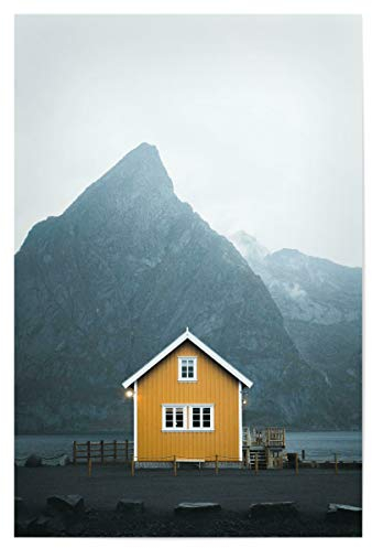 artboxONE Poster 30x20 cm Natur Yellow Hut Lofoten Islands Norway - Bild lofoten fischerhütten hütte