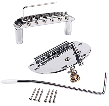 Alnicov Linkshänder Tremolo Vibrato Saitenhalter Brücke Set für 6 Saiten Mustang Gitarre Ersatzteile