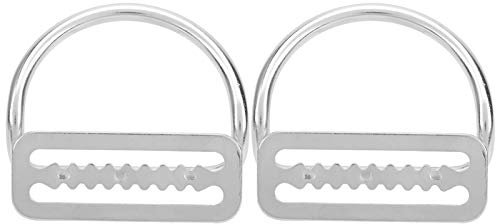 EVTSCAN 2Pcs Bleigurthalter Stopper Gebogener D-Ring mit Schnalle Edelstahl Tauchen Gurtband Klettergurt Zubehör