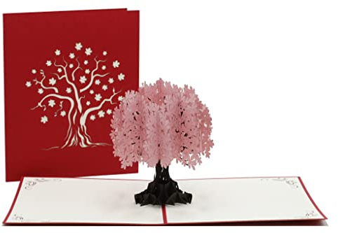 Baum rosa, Natur, Wald, Lebensbaum, 3d Klappkarte, Pop Up Karte, Glückwunschkarte, Grußkarte, Geschenkkarte (rosa)