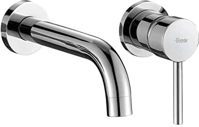 VBChome Waschtischarmatur Chrom 2-Loch-Wandmontage Unterputz Bad Wasserhahn Waschtischarmatur Einhebel Mischbatterie Waschbecken Badarmatur Modern Elegant Hohe Qualität
