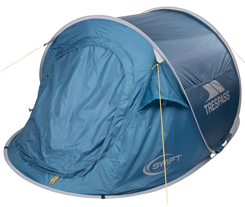 Trespass 2 Man Pop Up Tent Waterproof 2 Person Tent Taped Seams 245x145x100cm For Camping Hiking Festival with Carry Bag Swift